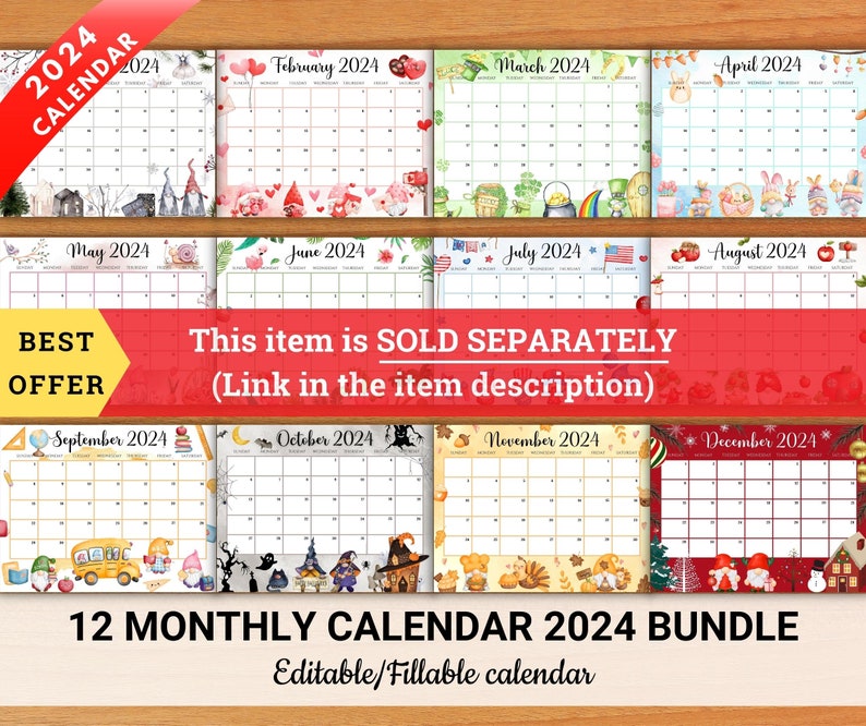EDITABLE December 2024 Calendar, Colorful Christmas with Sweets & Drinks, Printable Christmas Planner, Kids Schedule, Instant Download image 10