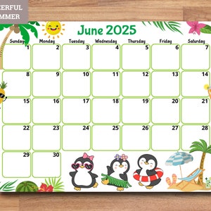 EDITABLE School Calendar 2024-2025 From July to June, Back to School ...