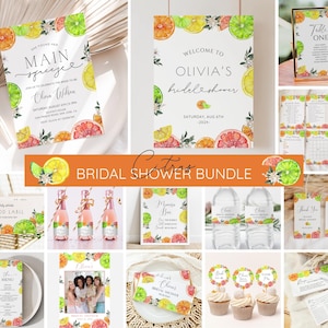 Main Squeeze Brautdusche Einladung Bundle, Zitrus Brautdusche Einladen Vorlage, Mediterrane Zitrone Brautdusche, Orange Zitrone Bearbeitbar
