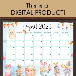 EDITABLE April 2025 Calendar, Happy Easter Day With Cute Gnomes ...