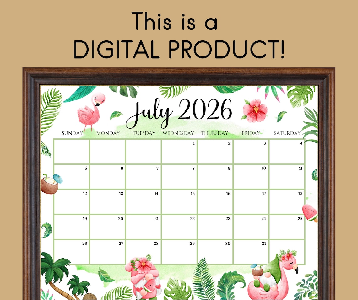 Editable July 2026 Calendar Monthly Planner Printable Pdf School 