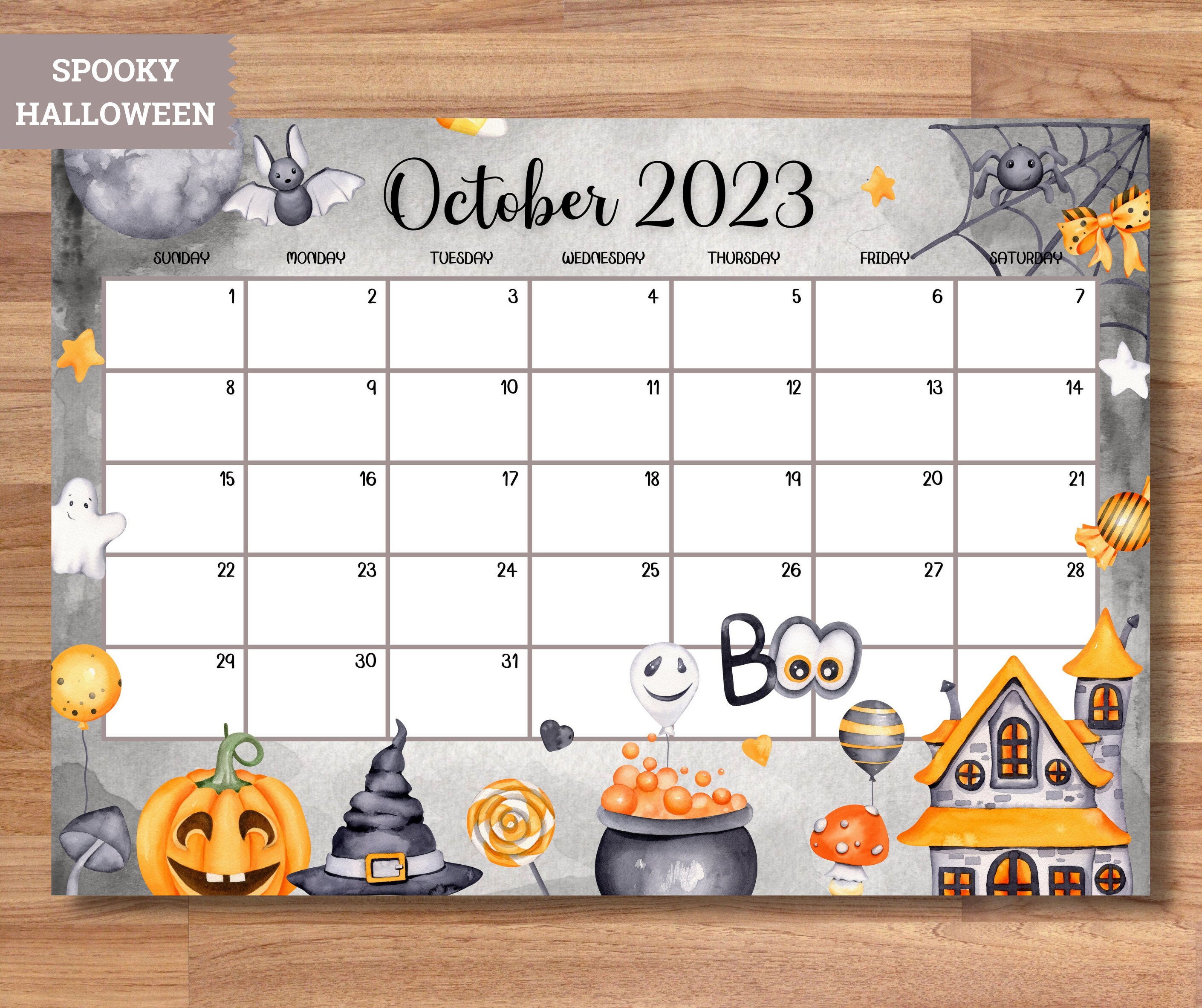 EDITABLE Bigwall Calendar 2023 Cute Printable Fillable Etsy