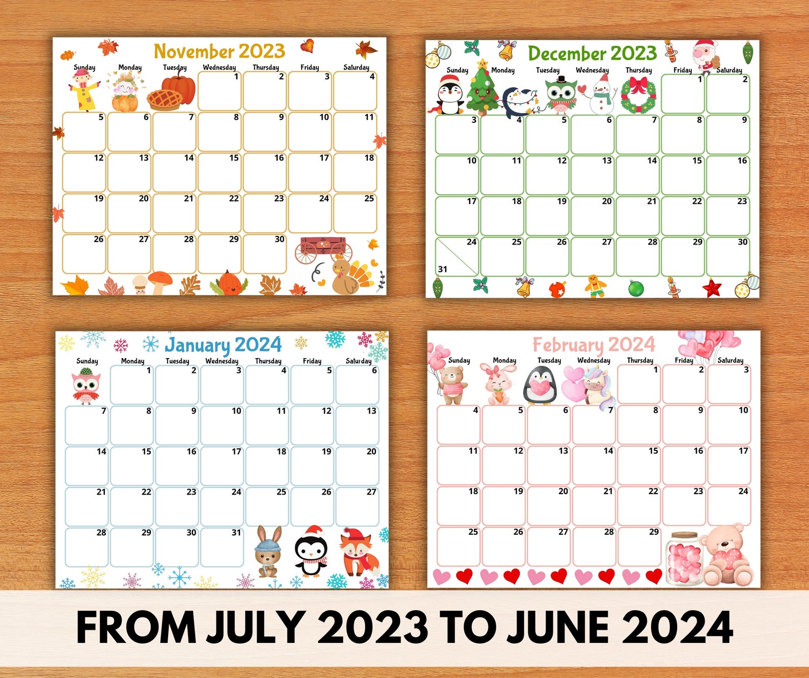 EDITABLE School Calendar 2023 2024 From July To June Back To Etsy Canada