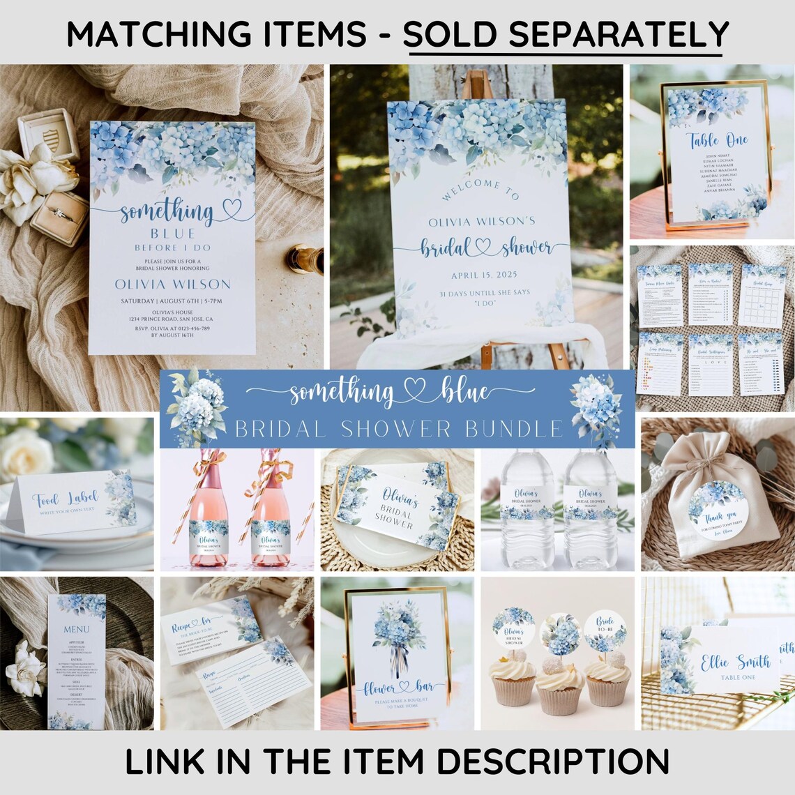 Something Blue Before I Do Bridal Shower Recipe Card Template, Editable ...
