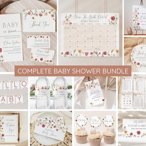 Baby in Bloom Baby Shower Invitation Bundle, Baby in Bloom Baby Sprinkle Invitation Set, Spring Flowers Wildflower Baby Shower, Editable