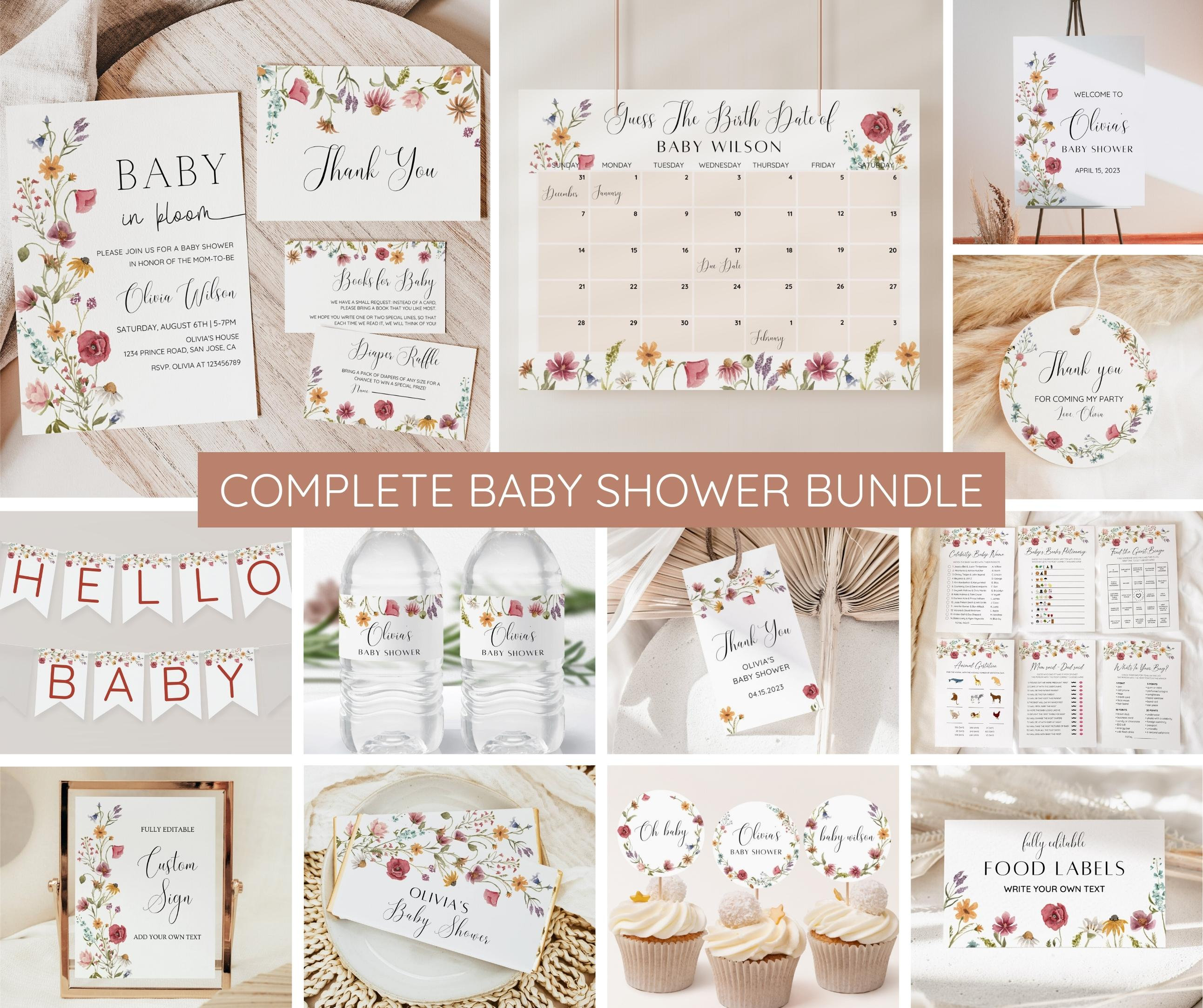 Paquete de invitaciones para baby shower \, image size:2585x2167