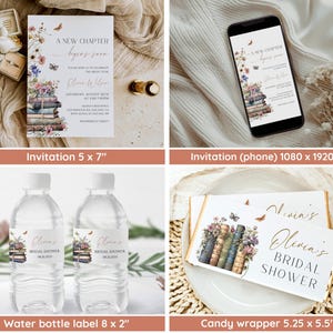 Storybook Bridal Shower Bundle, New Chapter Bridal Shower Invitation & Games, Vintage Book Themed Bridal Shower Decor, Editable Template image 2