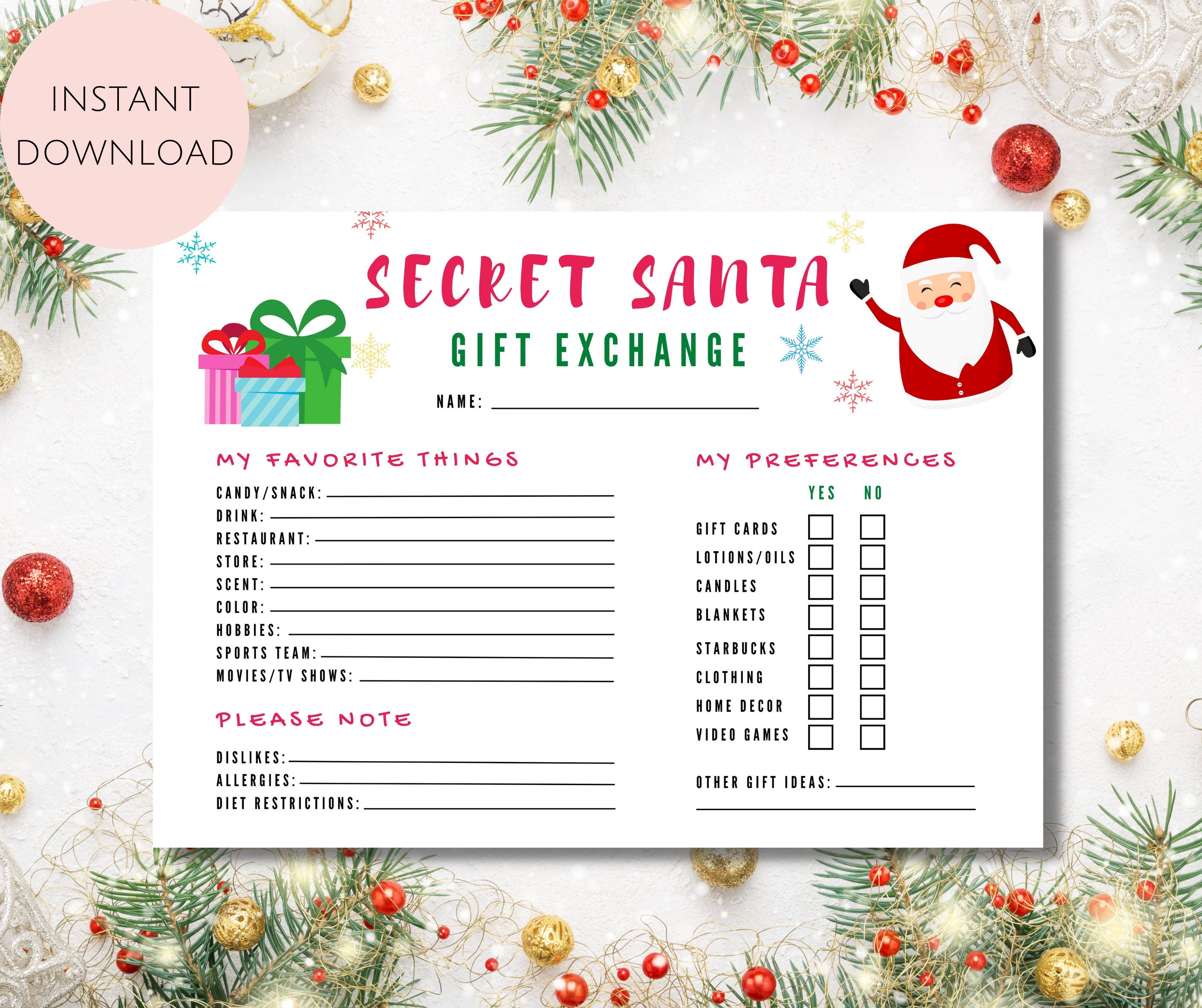 Secret Santa List Free Printable Ubicaciondepersonas cdmx gob mx