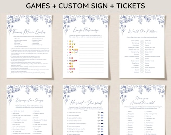 Something Blue Bridal Shower Game Bundle, Vintage Blue Floral Wedding Shower Games, Victorian, Chinoiserie, Editable Games, Instant Download