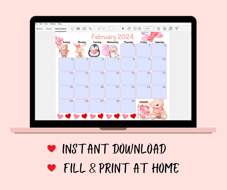 EDITABLE 2024 Calendars Cute Monthly Calendar for Kids Etsy Australia
