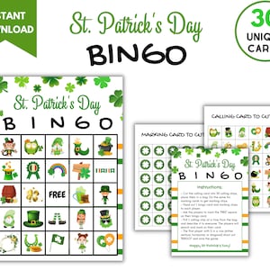 Printable St. Patrick&#39;s Day Bingo, 30 Unique Bingo Cards, St. Patrick&#39;s Day Activity, Patrick&#39;s Day Printable, St. Patrick&#39;s Day Bingo Cards