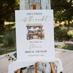 Fresh Off the Market Bridal Shower Welcome Sign, Farmer’s Market Bridal Shower Welcome Poster, Wedding Shower Welcome Sign, Editable