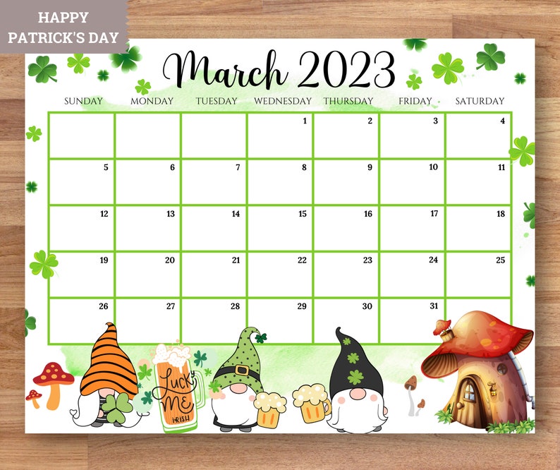 EDITABLE Gnome Monthly Calendar 2023 12 Beautiful Fillable Etsy