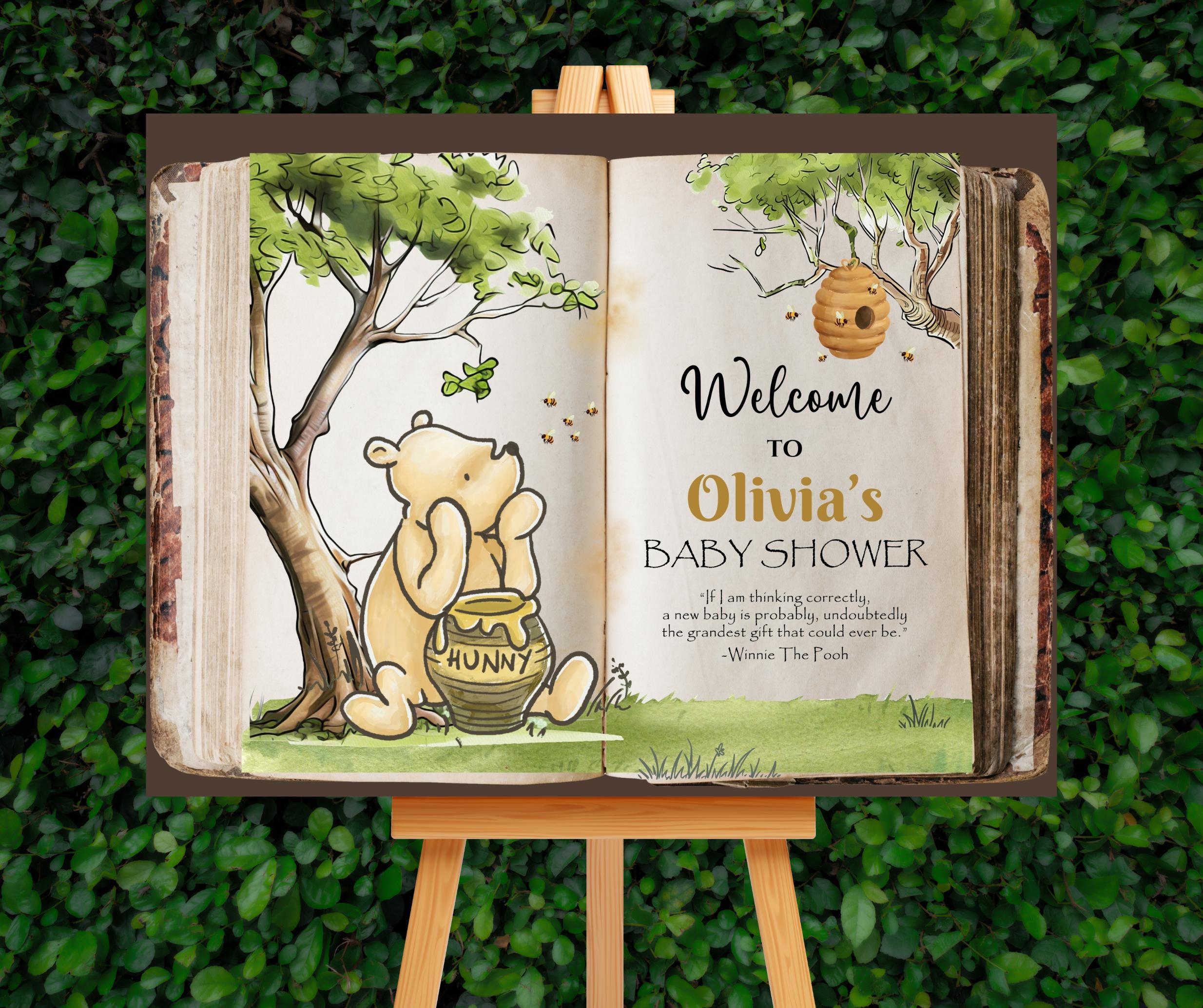 Winnie the Pooh Baby Shower Welcome Sign, Classic Winnie the Pooh