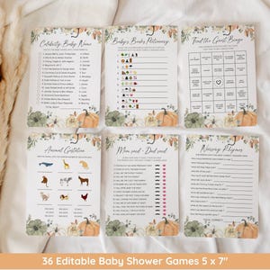 Little Pumpkin Baby Shower Bundle, Fall Baby Shower Invitation & Games, Neutral Gender, Autumn Baby Sprinkle, Editable Canva Template image 5