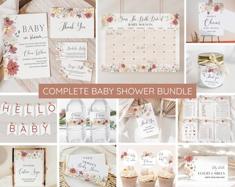 Baby in Bloom Baby Shower Invitation Bundle | Wildflower Baby Shower Invitation & Baby Sprinkle Set | Spring Floral Baby Shower Template