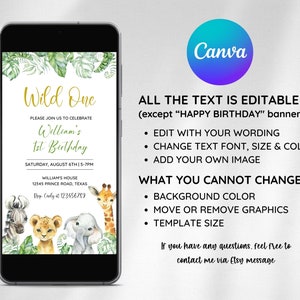 Wild One 1st Birthday Bundle, Safari Wild One Birthday Bundle, Wild One Invitation Bundle, Instant Download, Birthday Boy Milestone Welcome image 7