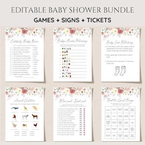 Wildflower Baby Shower Game Bundle, Baby in Bloom Baby Sprinkle Game Package, Spring Flowers Wildflower Baby Shower Editable Games Printable