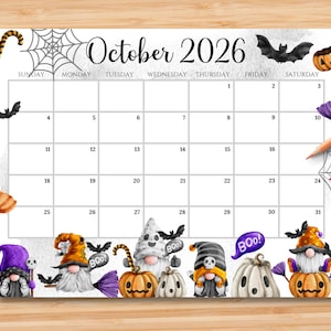 Editable October 2026 Calendar | Monthly Planner Printable PDF | School, Work, Office & Home Organizer | Instant Download