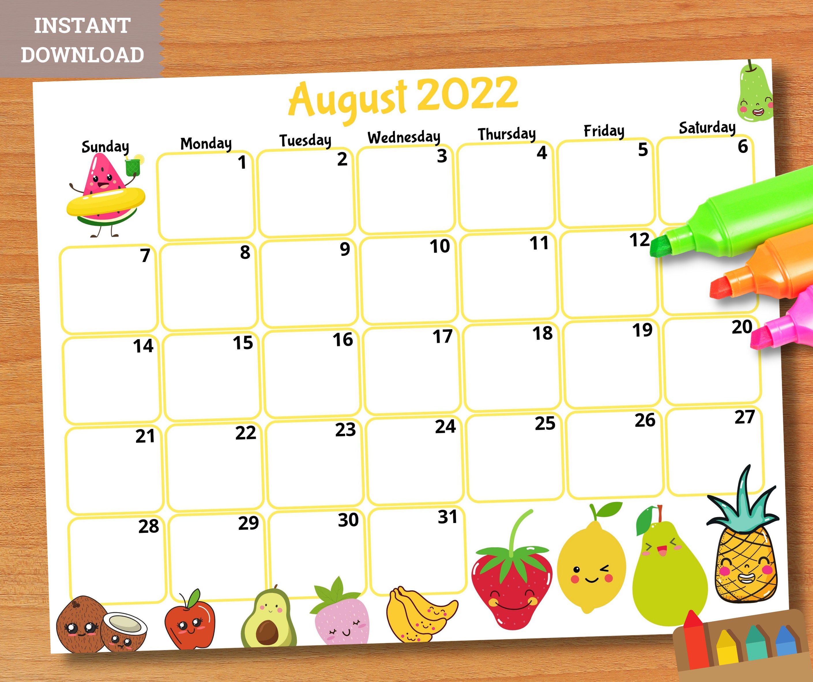 Free Online Printable Calendar August 2022