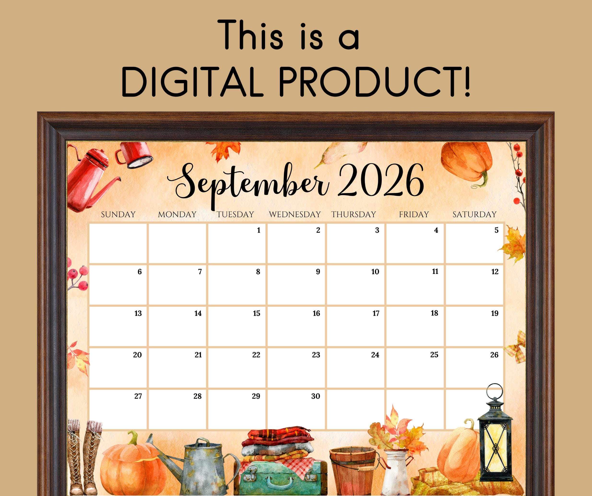 Editable September 2026 Calendar | Monthly Planner Printable PDF ...