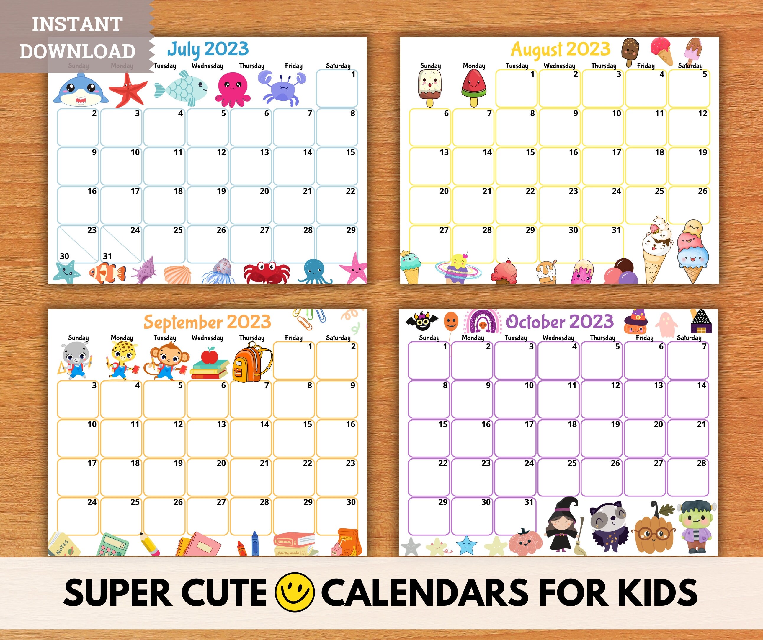 Editable school calendar 2023 2024 from july to june back to etsy canada
