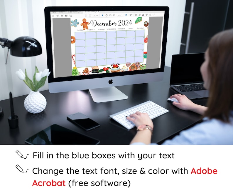 EDITABLE December 2024 Calendar, Colorful Christmas with Sweets & Drinks, Printable Christmas Planner, Kids Schedule, Instant Download image 3