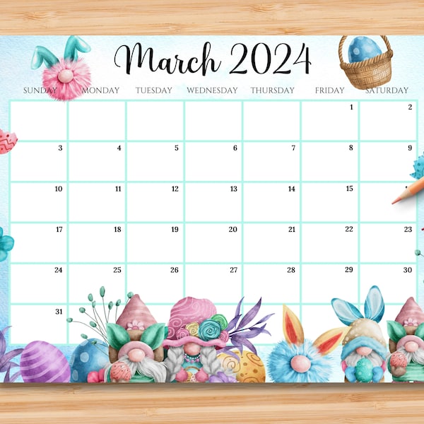 March 2024 Easter Calendar Etsy