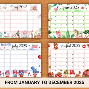 EDITABLE Gnome Monthly Calendar 2025, 12 Beautiful Fillable Monthly ...