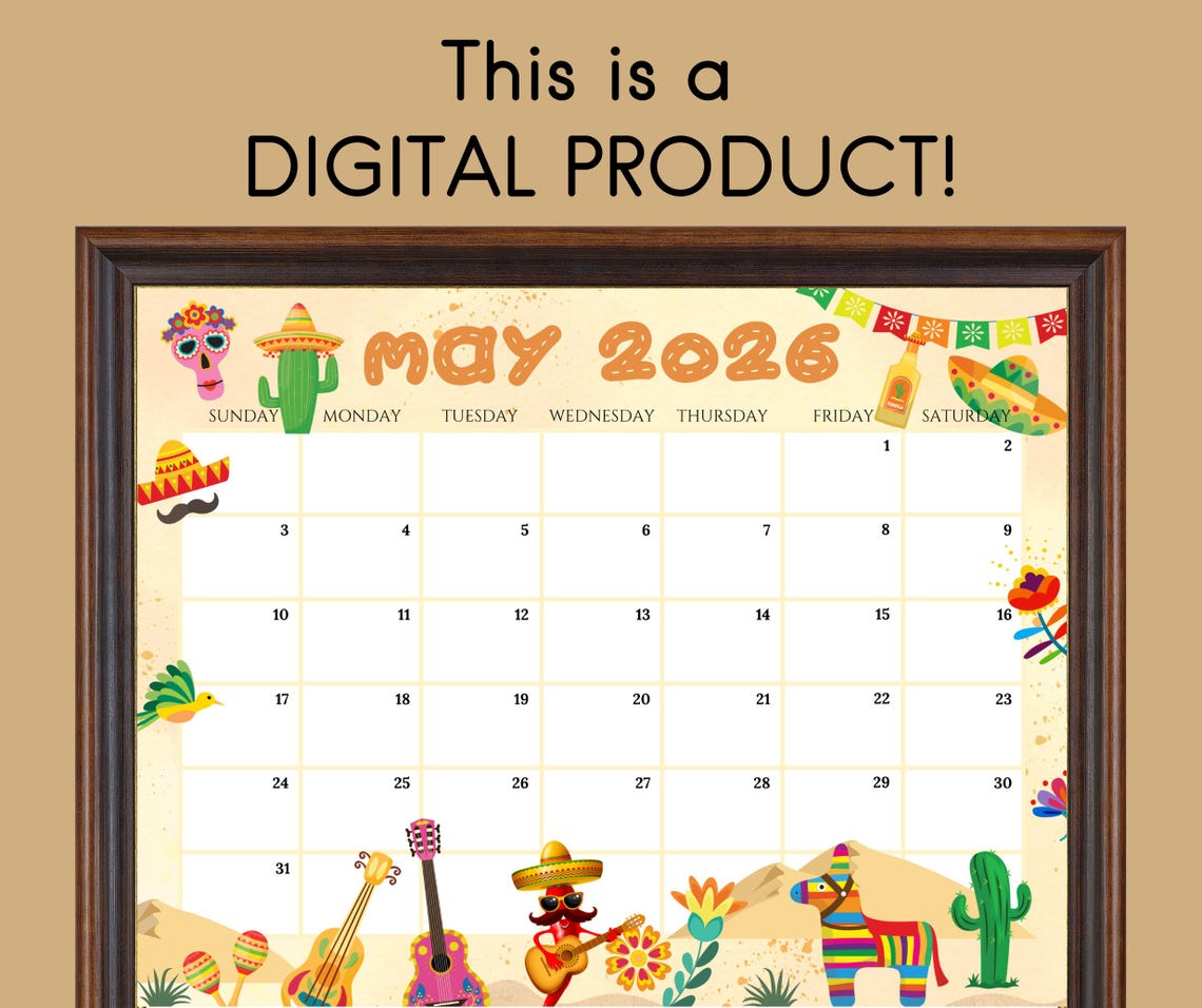 Calendario de mayo de 2026 editable / Planificador mensual imprimible ...