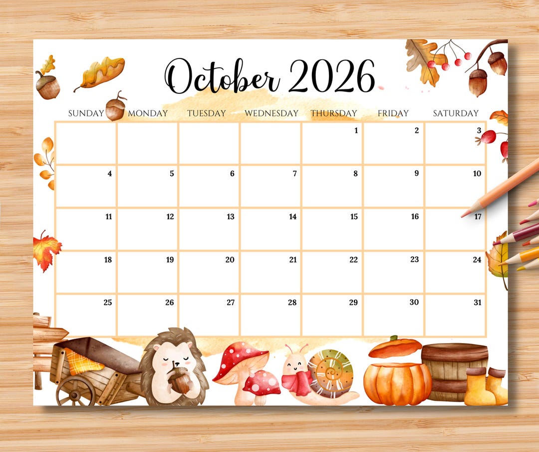 Editable October 2026 Calendar | Monthly Planner Printable PDF | School ...
