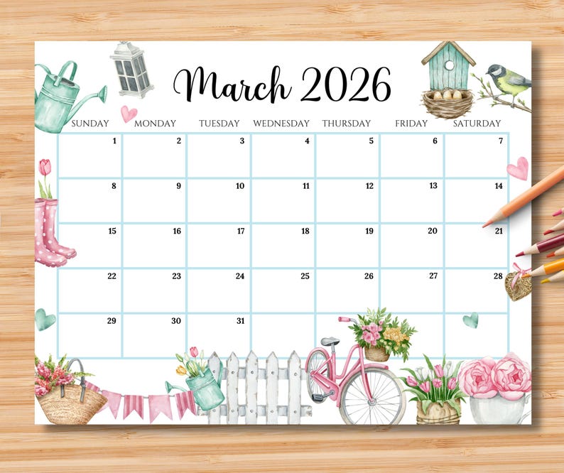 Editable March 2026 Calendar | Monthly Planner Printable PDF | School ...