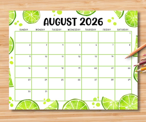 Editable August 2026 Calendar | Monthly Planner Printable ...