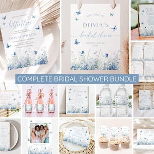 Lifetime of Butterflies Bridal Shower Invitation Bundle, Editable Butterfly Bridal Shower Template, Printable Bridal Shower Instant Download