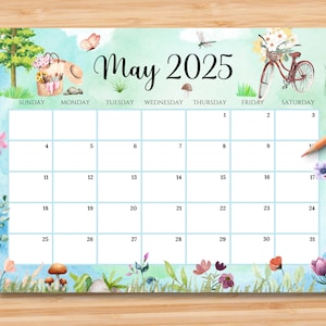 EDITABLE May 2025 Calendar, Hello Spring With Colorful Flowers, Mother ...