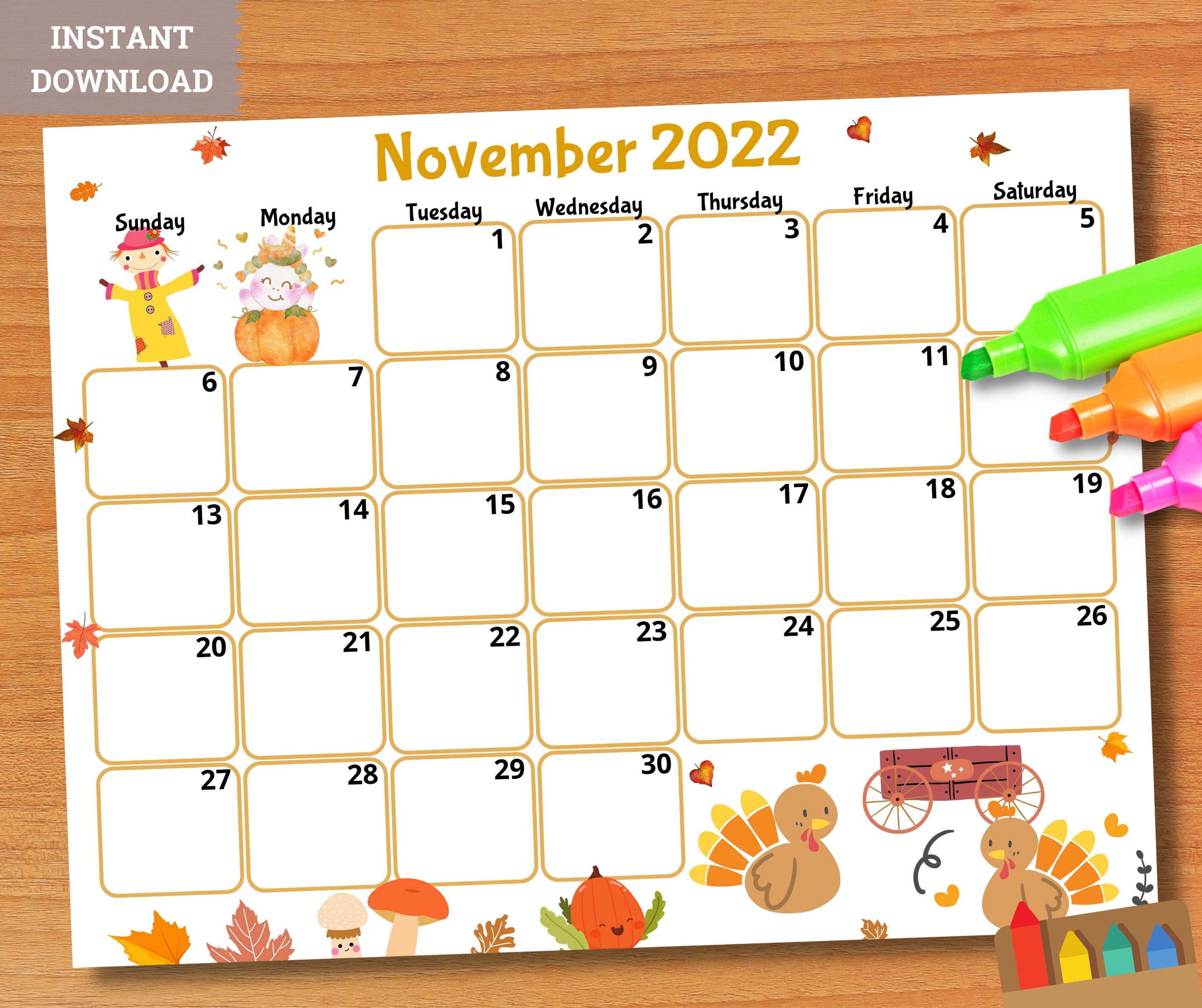 printable november 2022 calendar printable kids calendar etsy ireland