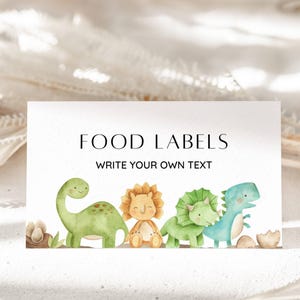 Dinosaur Baby Shower Place Card, Dino Baby Sprinkle Food Tag, Buffet Tent Card, Food Label, Table Name Card, EDITABLE, Instant Download