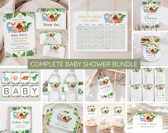 Dinosaur Baby Shower Bundle, Dinosaur Baby Shower, Dinosaur Baby Shower Invitation, Dinosaur Baby Shower Games, Editable, Instant Download