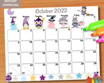 Cute October Calendar | Etsy France