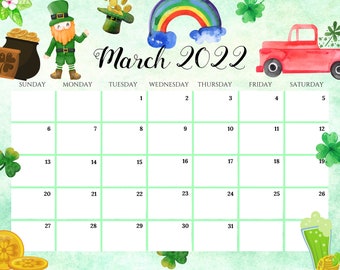 Printable March 2022 Calendar March Printable | Etsy