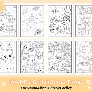 40 Printable Kawaii Doodle Coloring Pages for Kids Teens Adults, Cute ...