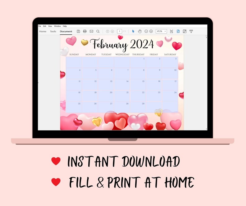 Editable monthly calendar 2024 bundle cute printable fillable etsy