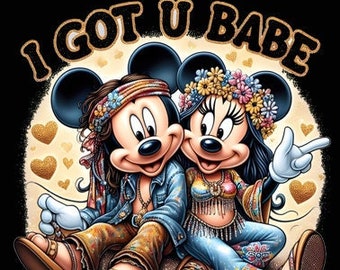 Mickey y Minnie, I Got U Babe, obra de arte original, descarga digital, 1 archivo png.