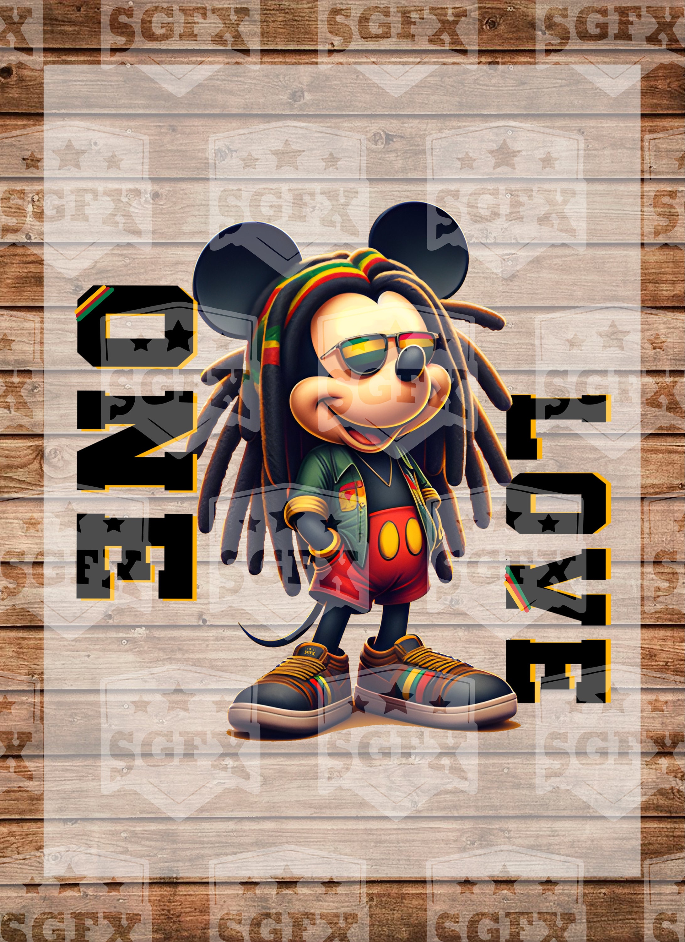 Smicky Rasta Ready to Press, Rasta Mickey One Love , DTF Transfer With Custom Design ...