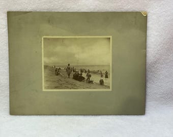 Rare 1890's Platt Artist & Photographer Nantucket, Ma Beach Scene Bathers, Swimmers, Summer  6 3/5" x 7 3/4"