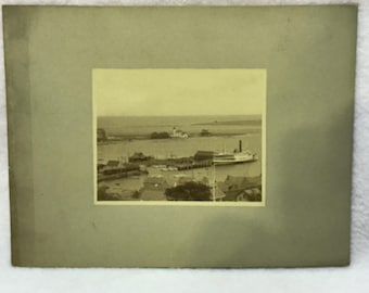 Rare 1890's Platt Artist & Photographer Nantucket, Ma Gay Head Steamboat and Harbor Photo. 6 3/3" x 7 3/4"