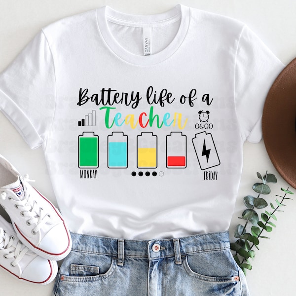 Battery Life of A Teacher| PNG| Digitial Design| Instant Download| crafting| Teachers Gift Idea| Teacher Shirt Design