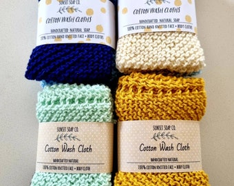 Handcrafted Knitted 100% Cotton Face + Body Wash Cloths