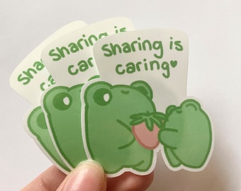 Sharing is Caring Foggie Sticker | Cute roggie sticker | Kawaii frog sticker | Cottagecore die cut decal