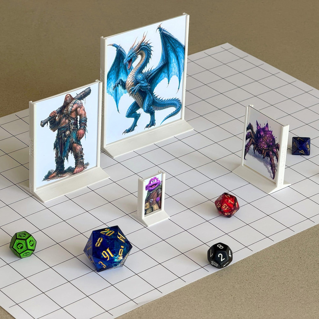 3D Printed Mini Stands for TTRPG Paper Minis, 1 Inch Grid Battle Mats ...